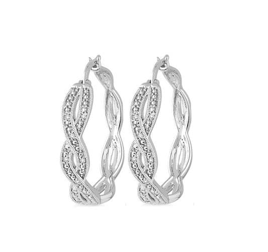 Diamond Infinity Hoops in Sterling Silver