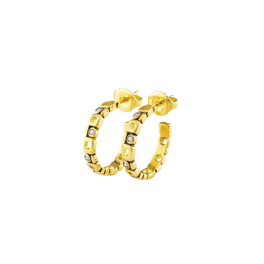 Small Micro Windows Diamond Hoop Earrings