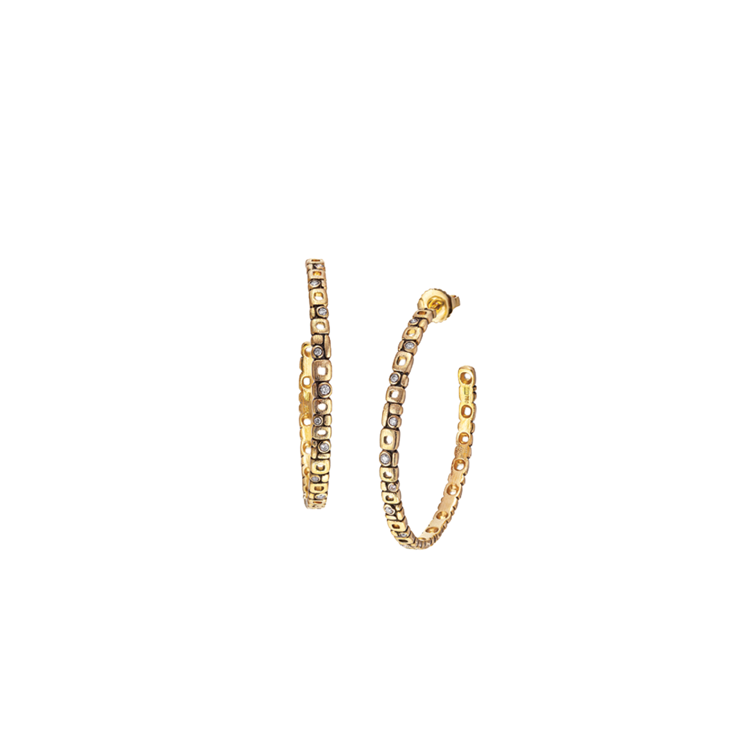 Large Micro Windows Diamond Hoop Earrings