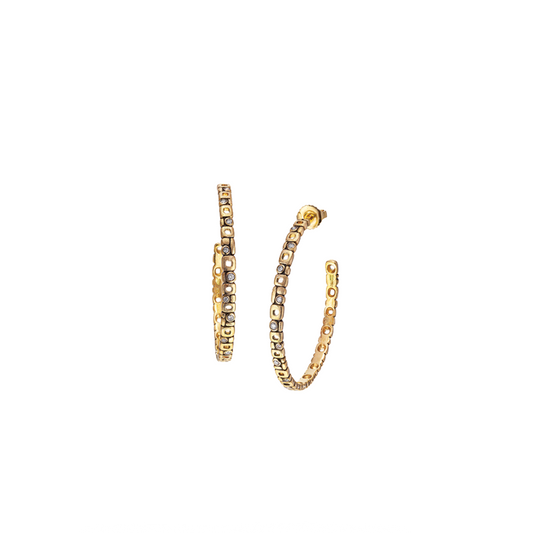 Large Micro Windows Hoop Earrings with Diamonds