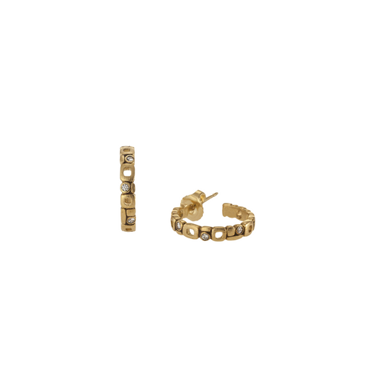 Small Micro Windows Diamond Hoop Earrings