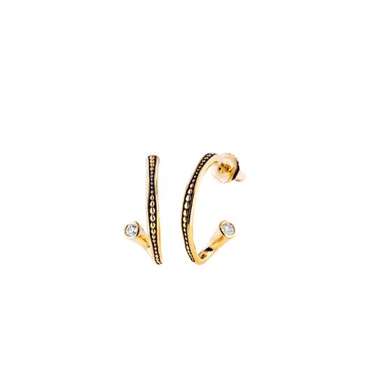 Twist Hoop Earrings with Diamond Ends