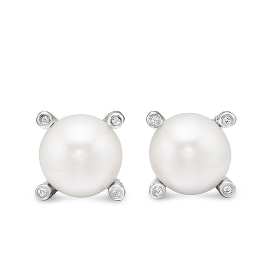 Pearl Earrings with Diamonds
