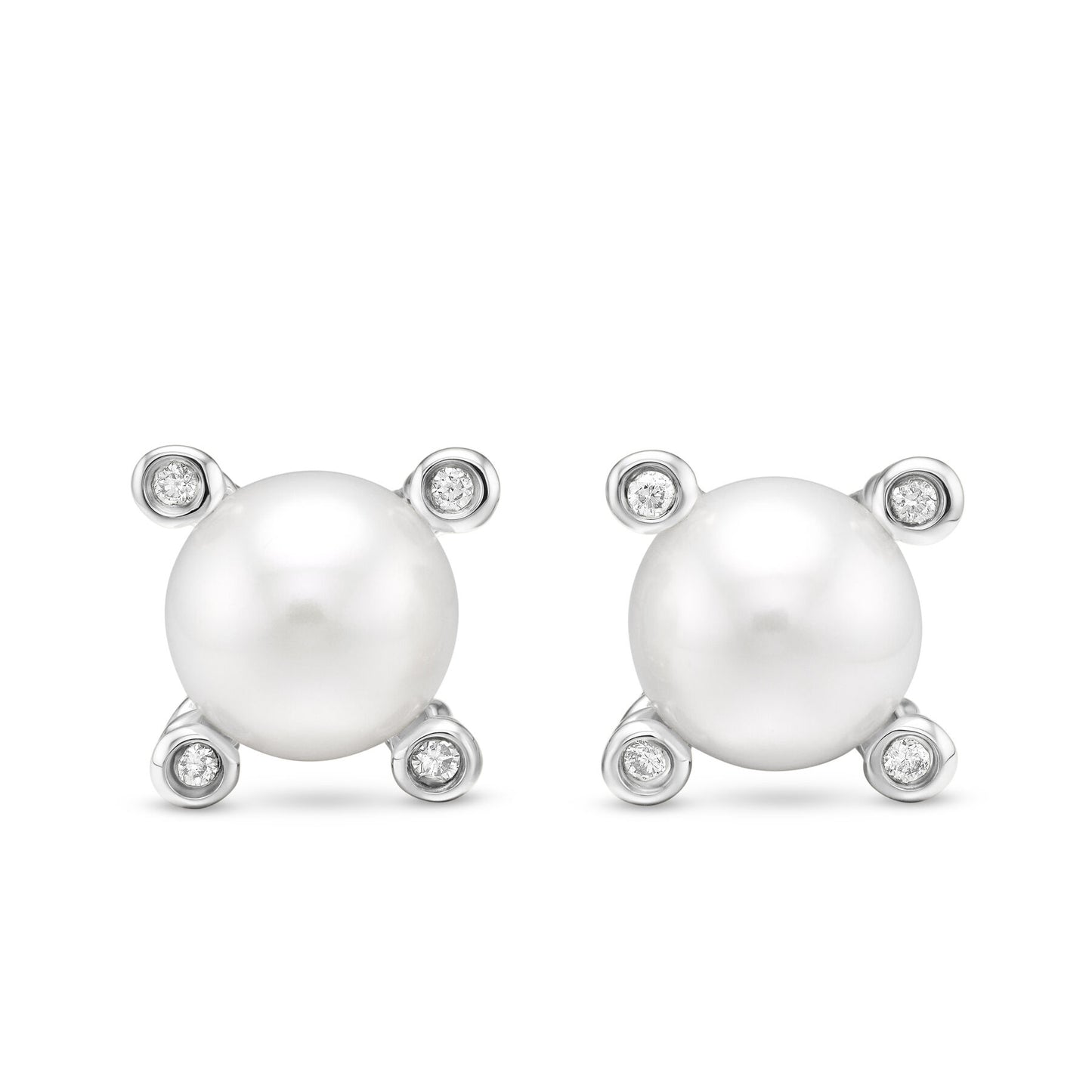 Small Pearl Earrings with Diamonds