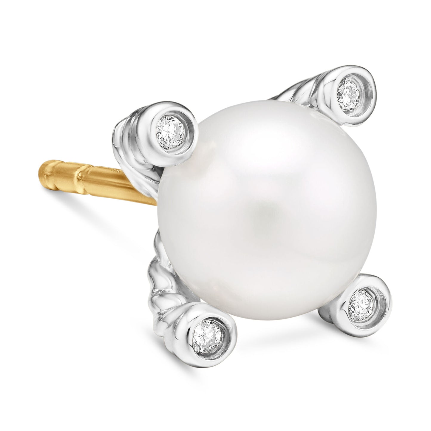 Small Pearl Earrings with Diamonds