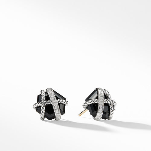 Cable Wrap Earrings with Black Onyx and Diamonds