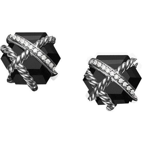 Cable Wrap Earrings with Black Onyx and Diamonds