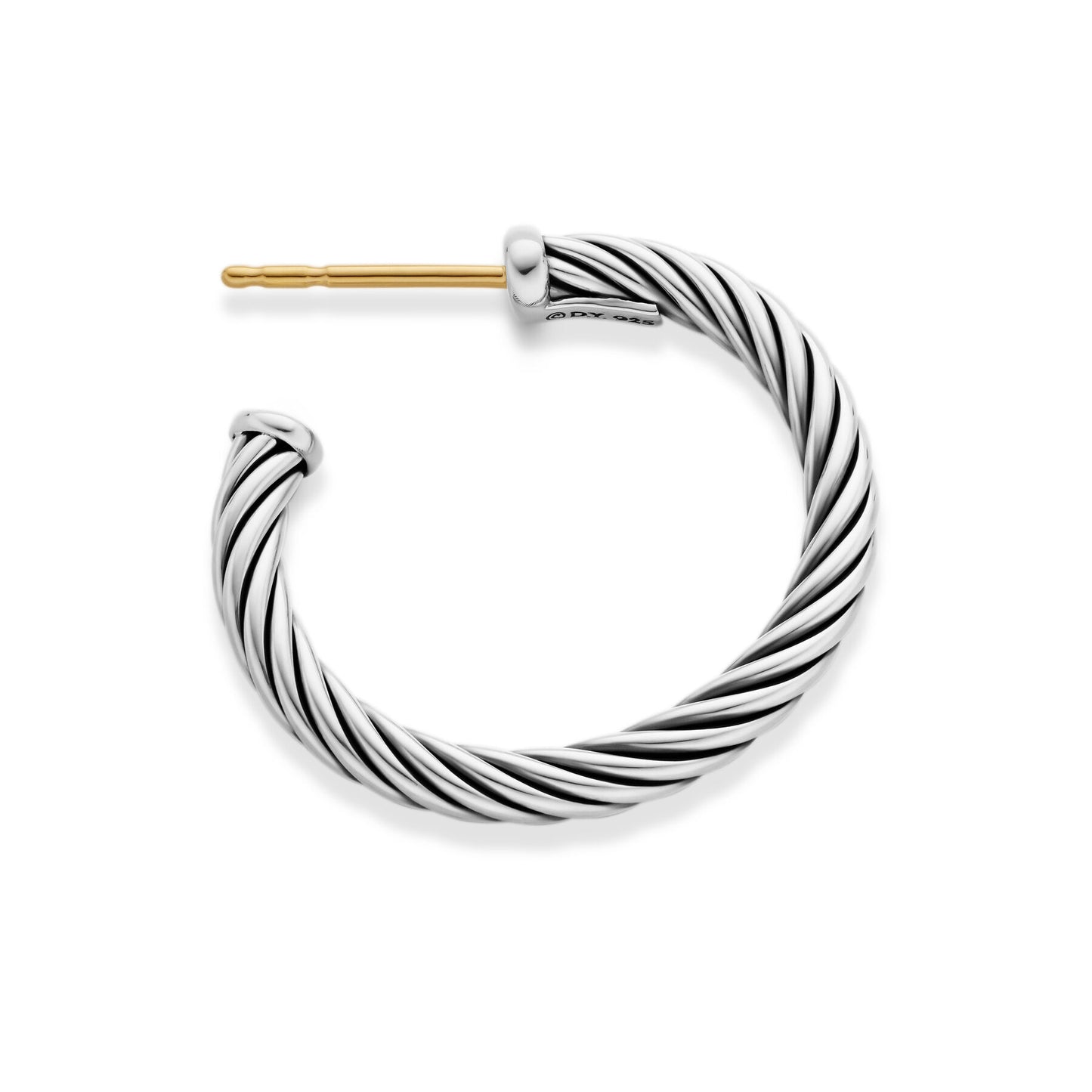 Cable Hoop Earrings in Sterling Silver, 3/4in