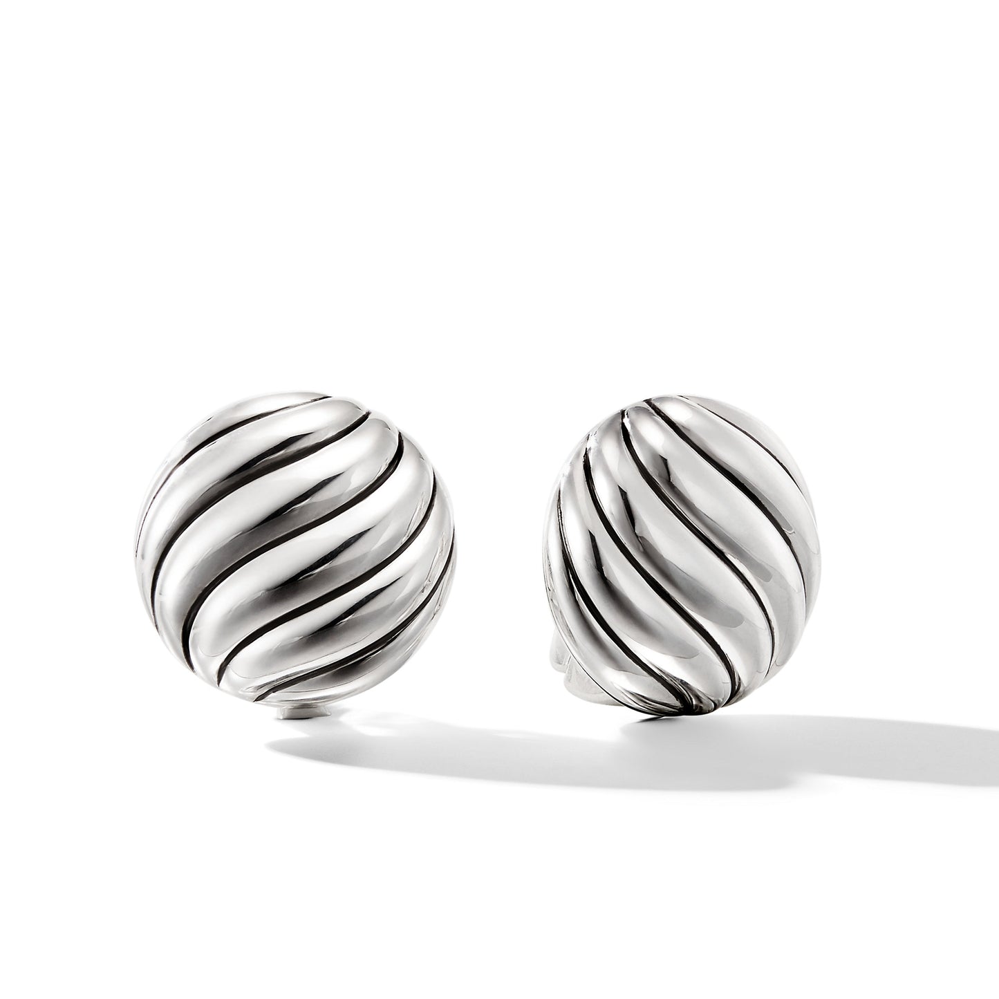 Sculpted Cable Stud Earrings in Sterling Silver, 20mm