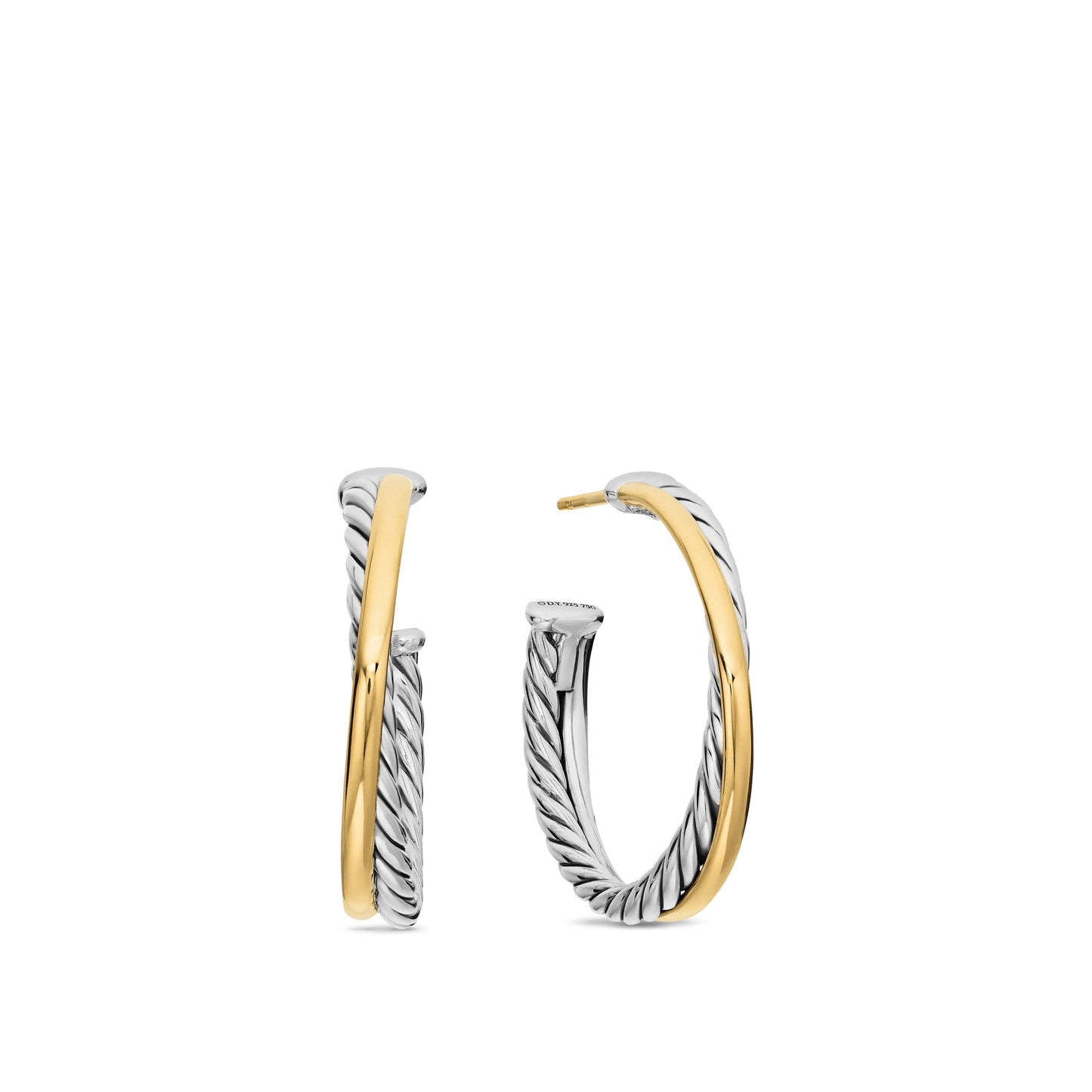Crossover Medium Hoop Earrings with 18K Yellow Gold