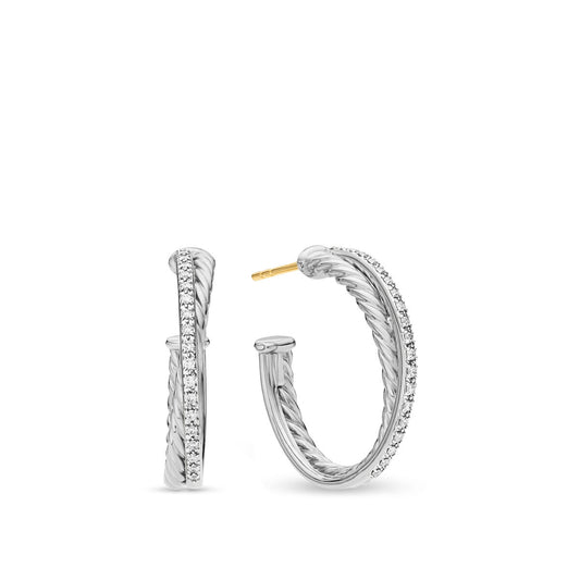 The Crossover Collection® Medium Hoop Earrings with Diamonds