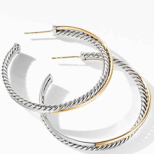 Crossover XL Hoop Earrings with 18K Yellow Gold