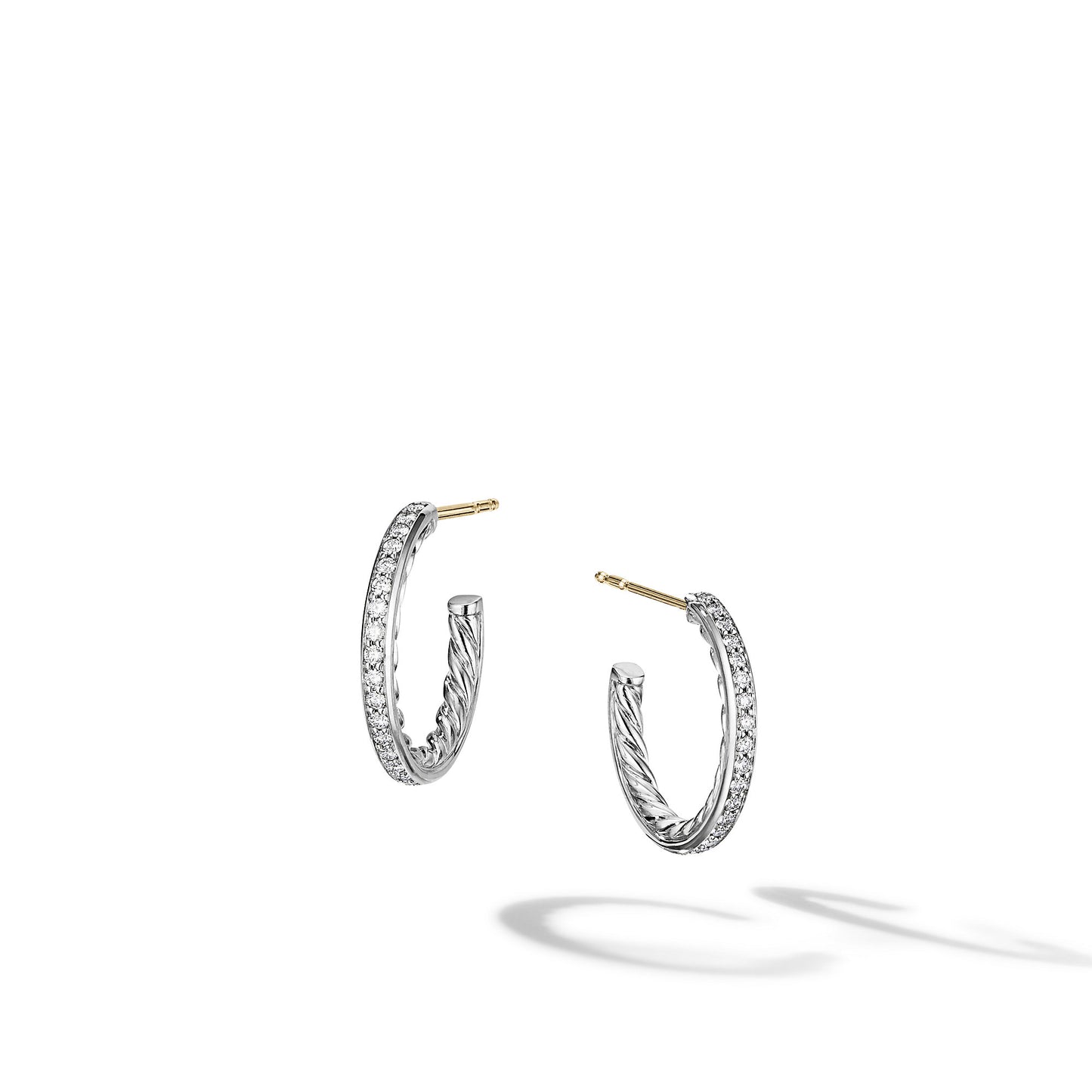 Extra-Small Hoop Earrings in with Pavé Diamonds