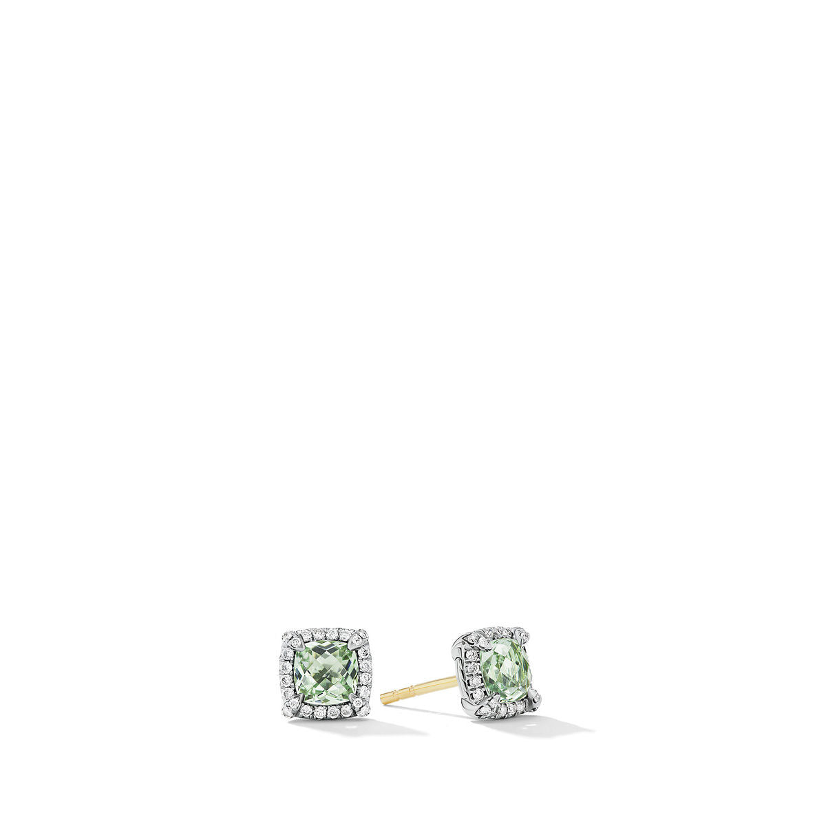 Petite Chatelaine® Pavé Bezel Stud Earrings with Prasiolite and Diamonds