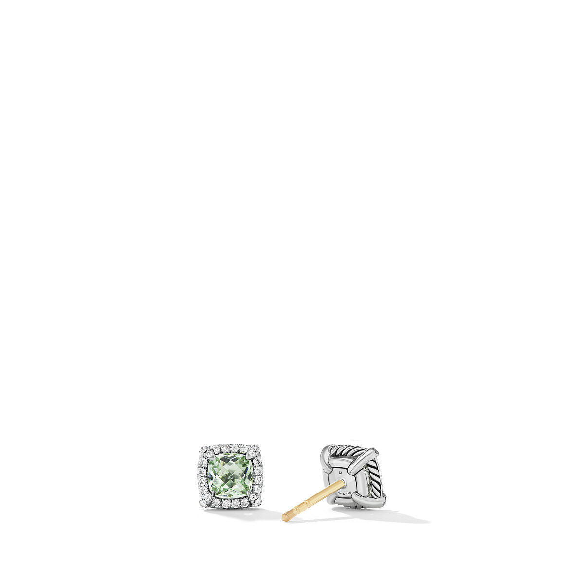 Petite Chatelaine® Pavé Bezel Stud Earrings with Prasiolite and Diamonds