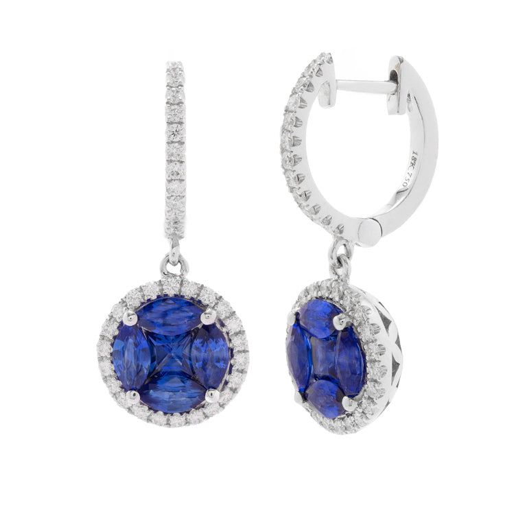 Diamond and Sapphire Drop Earrings