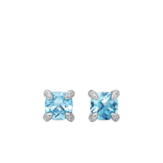 Chatelaine® Stud Earrings with Blue Topaz and Diamonds