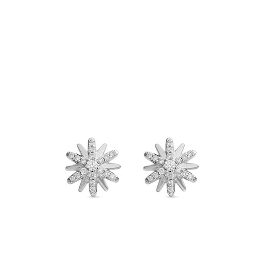 Petite Starburst Stud Earrings with Pavé Diamonds
