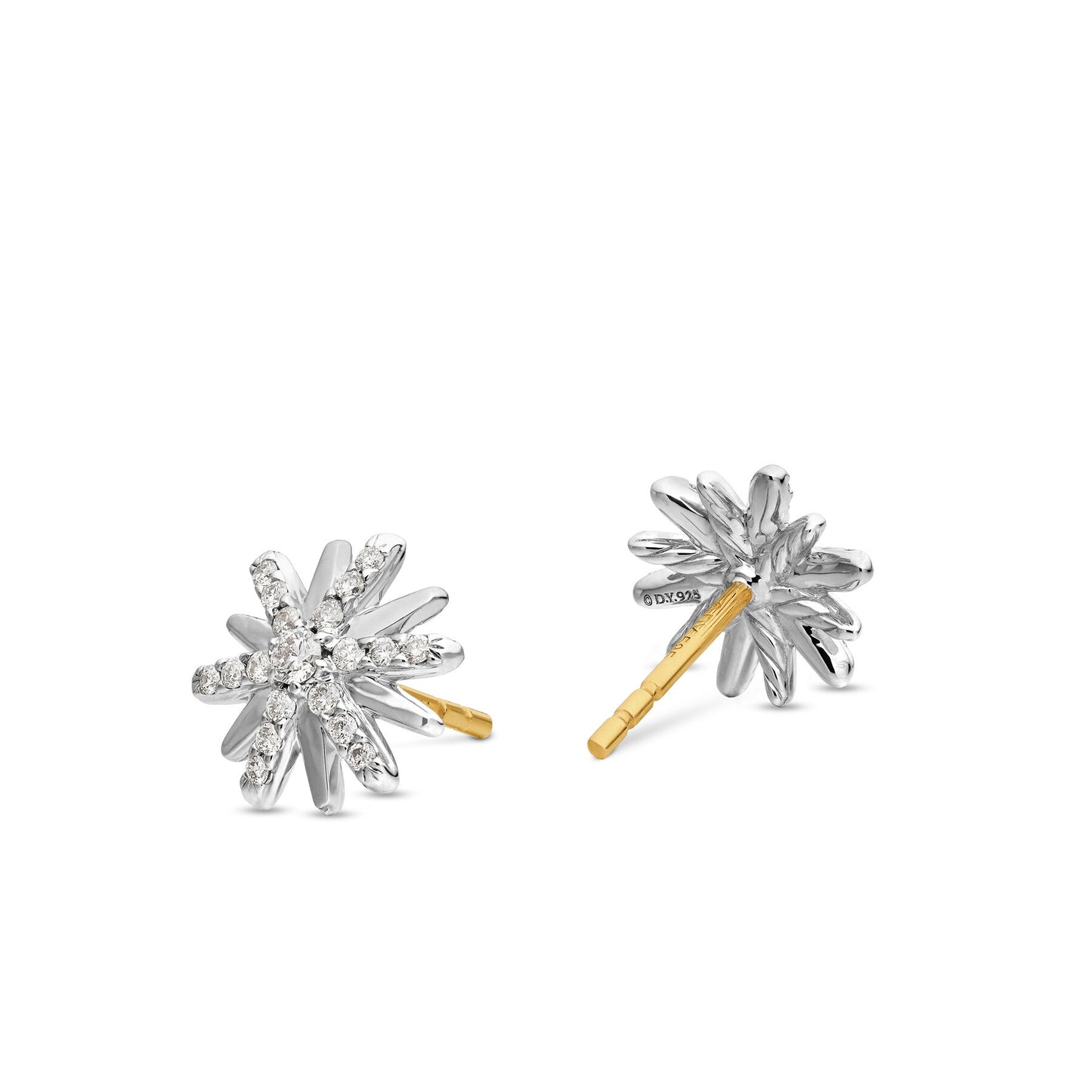 Petite Starburst Stud Earrings with Pavé Diamonds