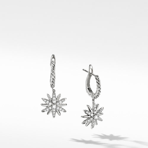 Starburst Drop Earrings with Pavé Diamonds
