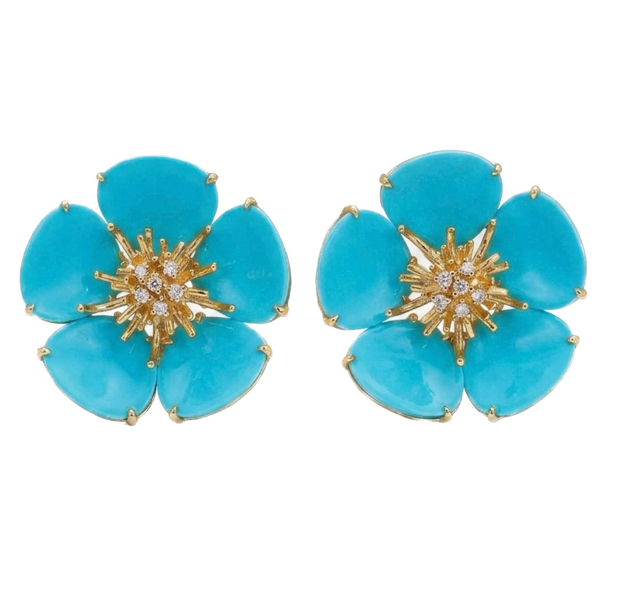 Flower Earrings with Turquoise