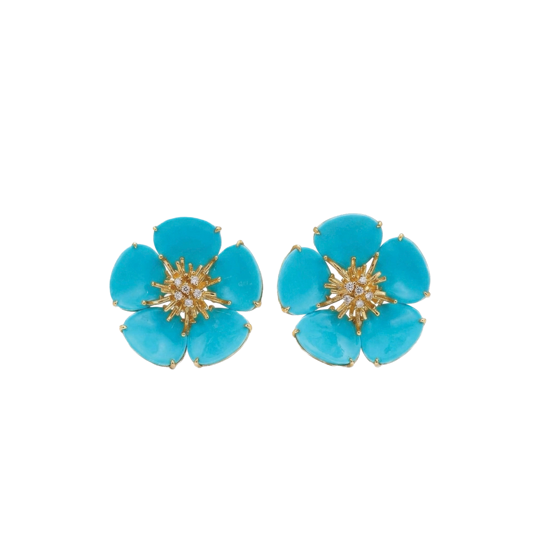 Flower Earrings with Turquoise