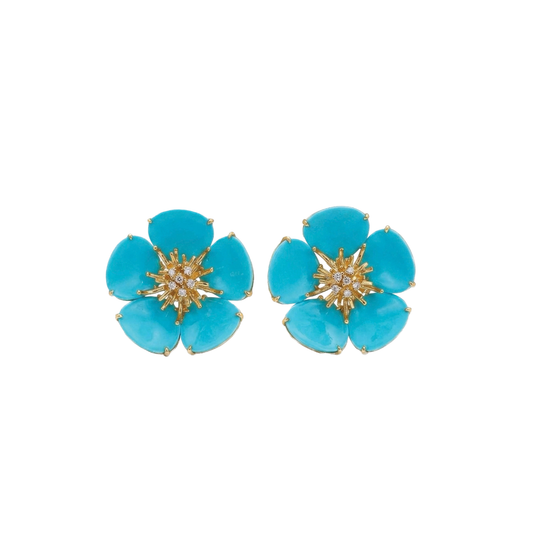 Flower Earrings with Turquoise