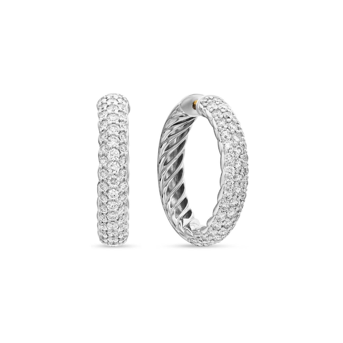 DY Mercer® Hoop Earrings in Sterling Silver with Diamonds, 25.4mm