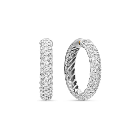DY Mercer® Hoop Earrings in Sterling Silver with Diamonds, 25.4mm