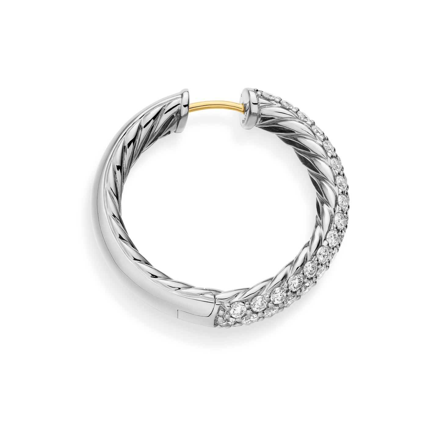 DY Mercer® Hoop Earrings in Sterling Silver with Diamonds, 25.4mm