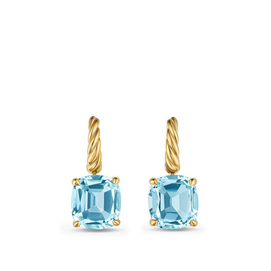 Marbella? Drop Earrings in 18K Yellow Gold with Sky Blue Topaz, 25mm