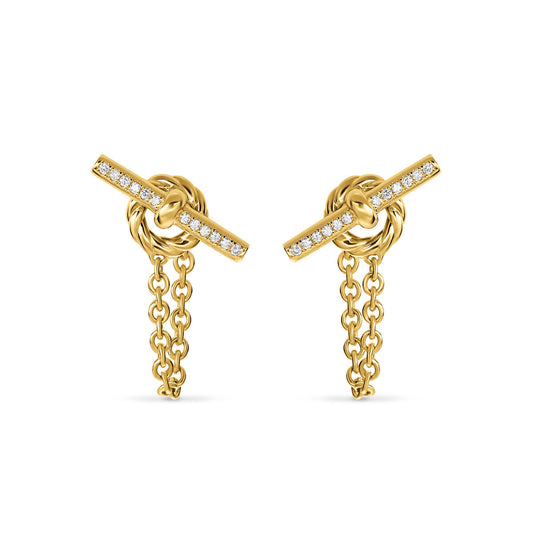 DY Mercer® Petite Toggle Stud Earrings in 18K Yellow Gold with Diamonds, 38.2mm