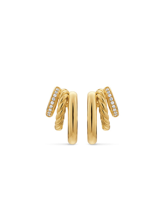 Mercer® Multi Row Earrings in 18K Yellow Gold and Diamonds, 18mm