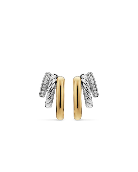 Mercer® Multi Row Earrings in Sterling Silver with 14K Yellow Gold and Diamonds, 18mm