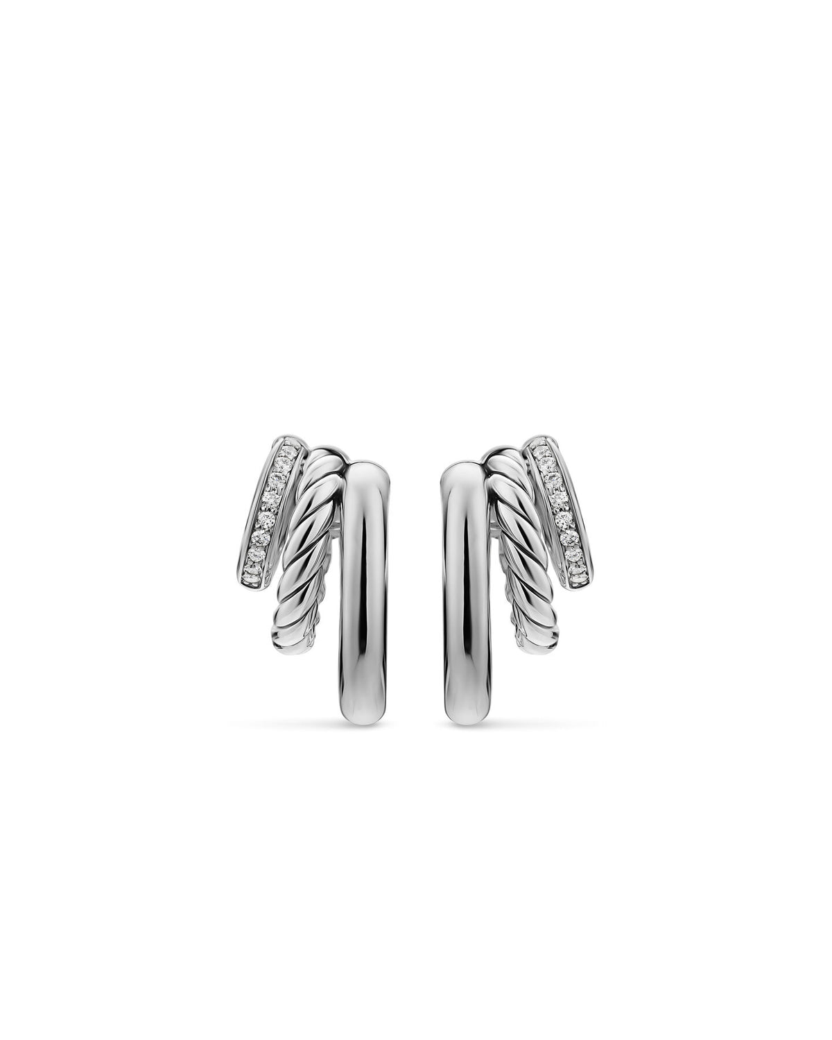 Mercer® Multi Row Earrings in Sterling Silver and Diamonds, 18mm