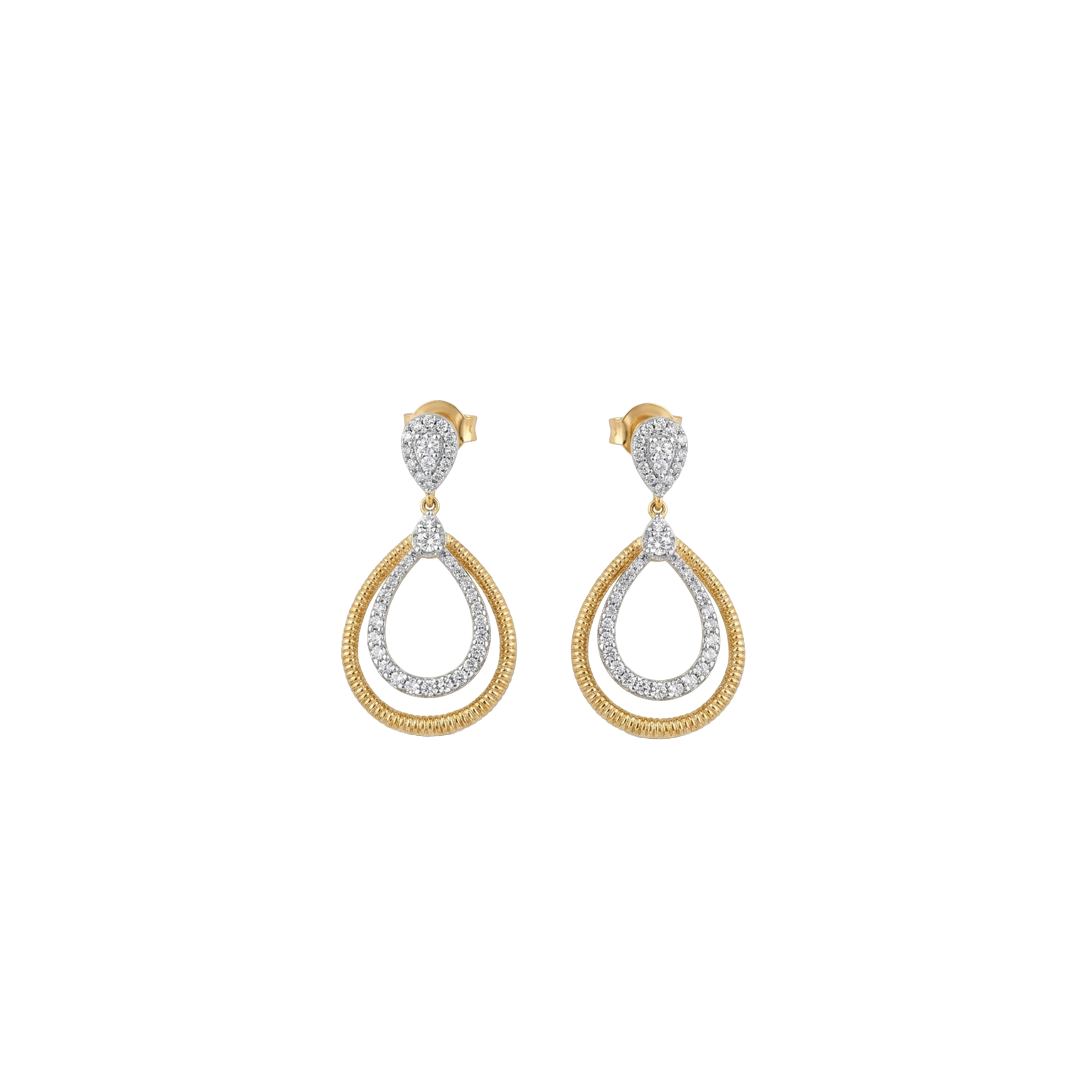 Double Open Drop Diamond Earrings