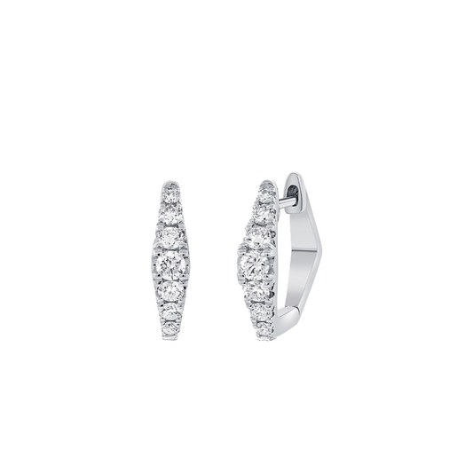 14mm Tapered Diamond Hoop Earrings in 14K White Gold