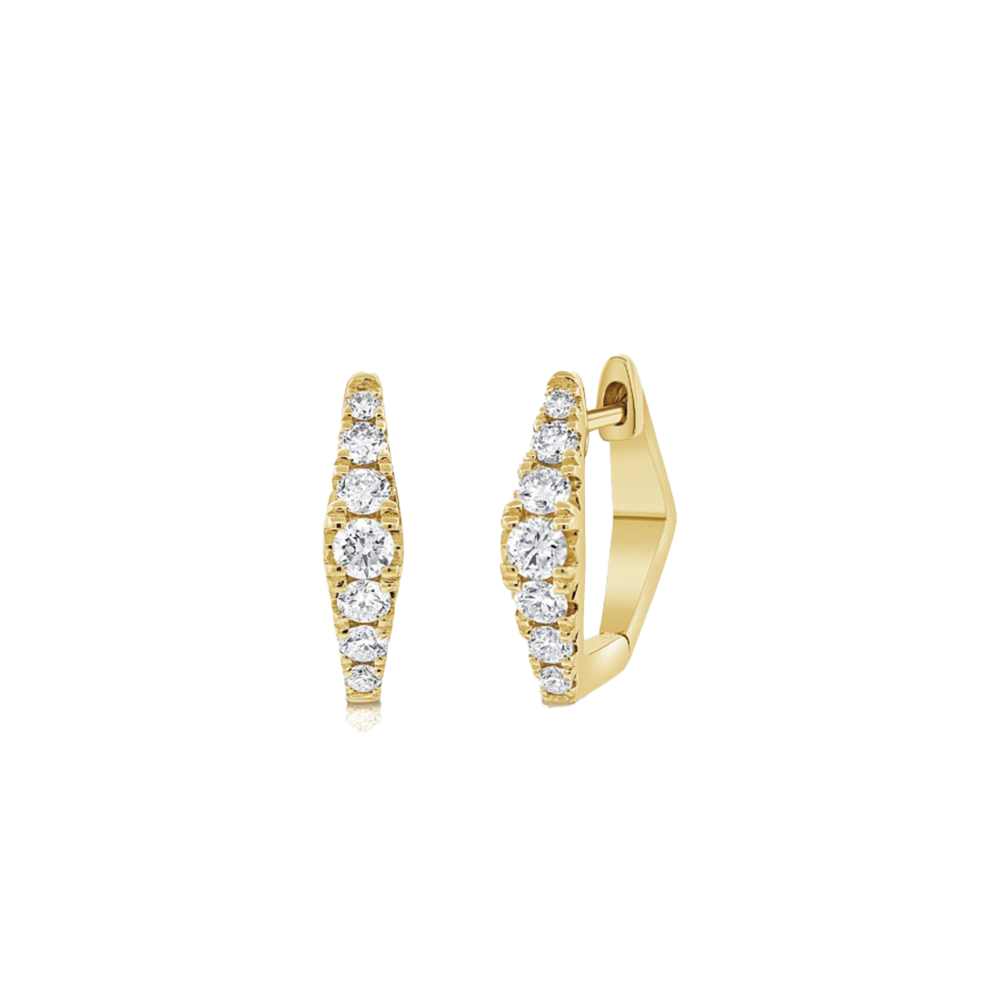 14mm Tapered Diamond Hoop Earrings in 14K Yellow Gold