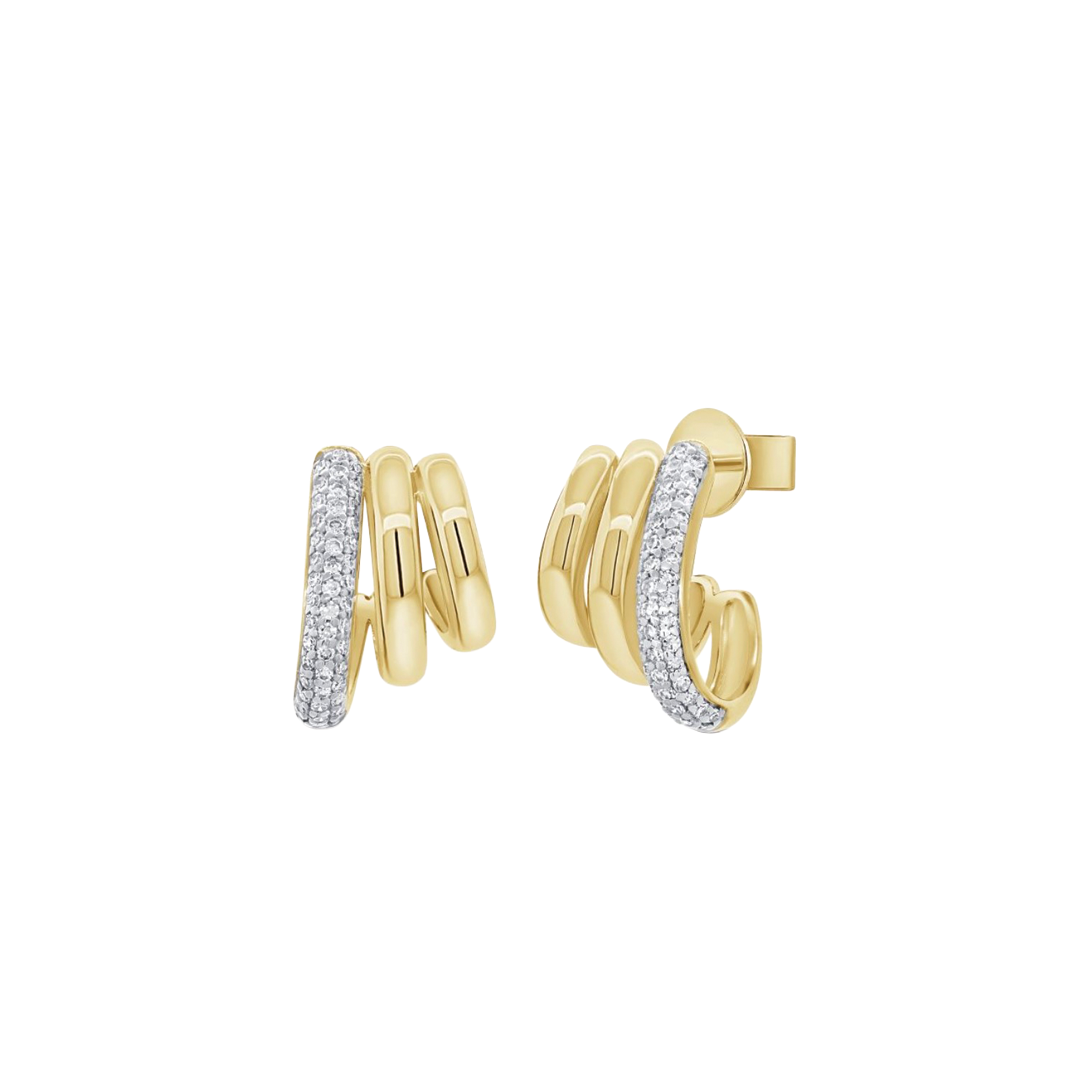 3-row Cage Diamond Hoop Earrings