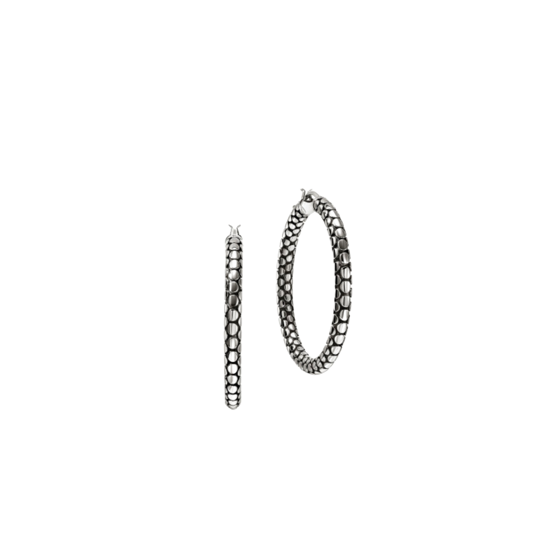37mm Sterling Silver Dot Hoop Earrings