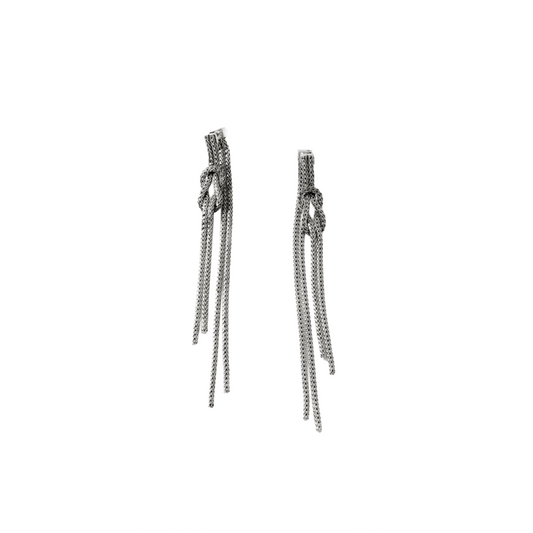 Sterling Silver Classic Chain Love Knot Drop Earrings