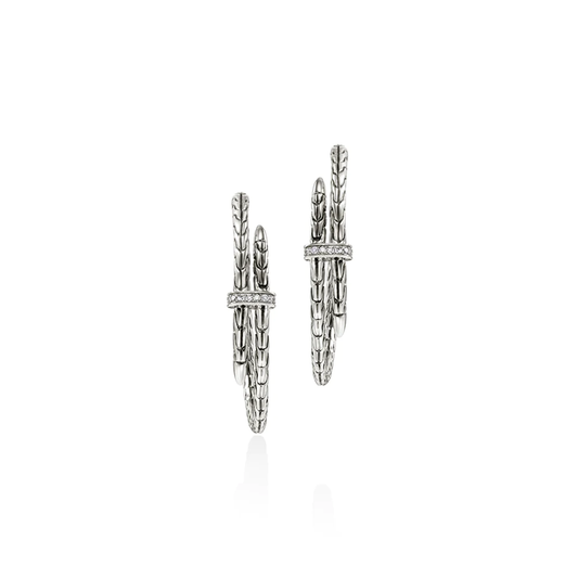 Spear Hoop Earrings with Diamonds