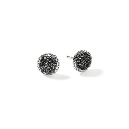 Essentials 10mm Pave Stud Earrings with Black Sapphires