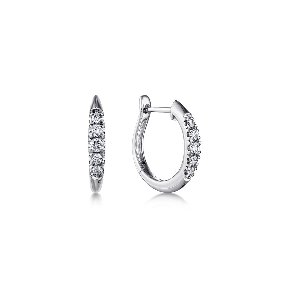 Classic Diamond Huggie Earrings in White Gold