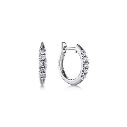 Classic Diamond Huggie Earrings in White Gold