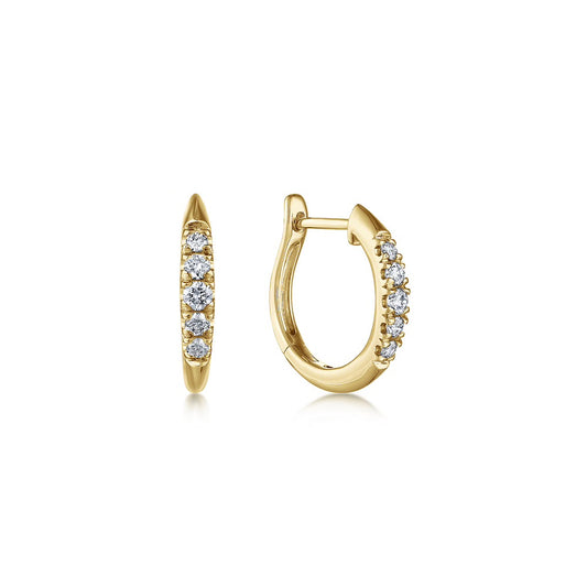Classic Diamond Huggie Earrings in Yellow Gold