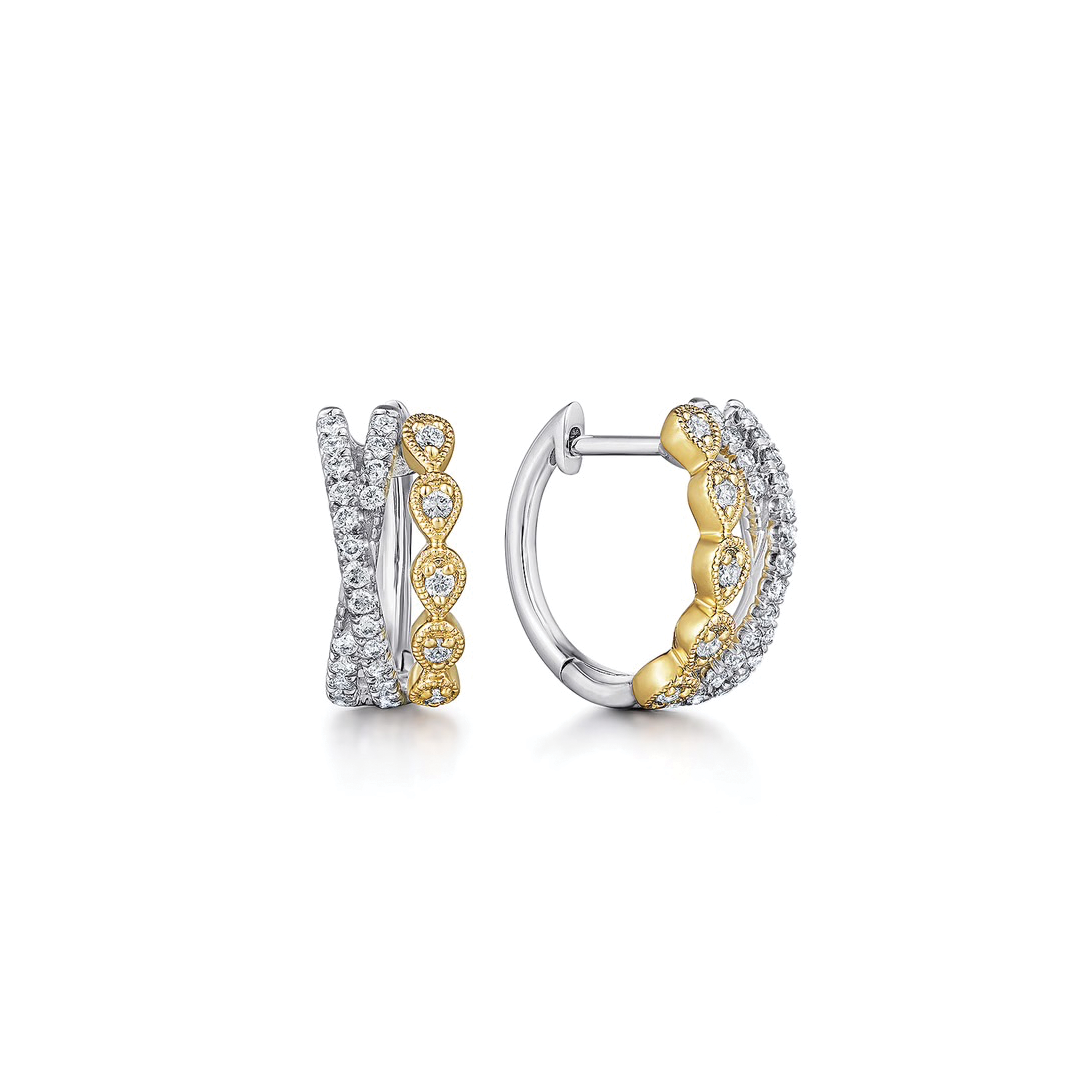 Criss-Cross Diamond Huggie Earrings