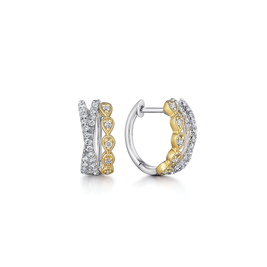 Criss-Cross Diamond Huggie Earrings