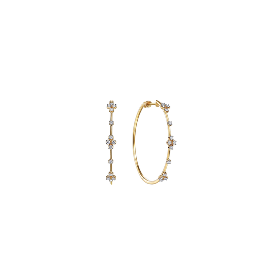 Prong Set Round Diamond Hoop Earrings