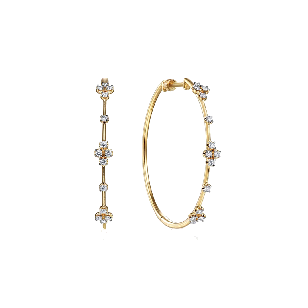 Prong Set Round Diamond Hoop Earrings